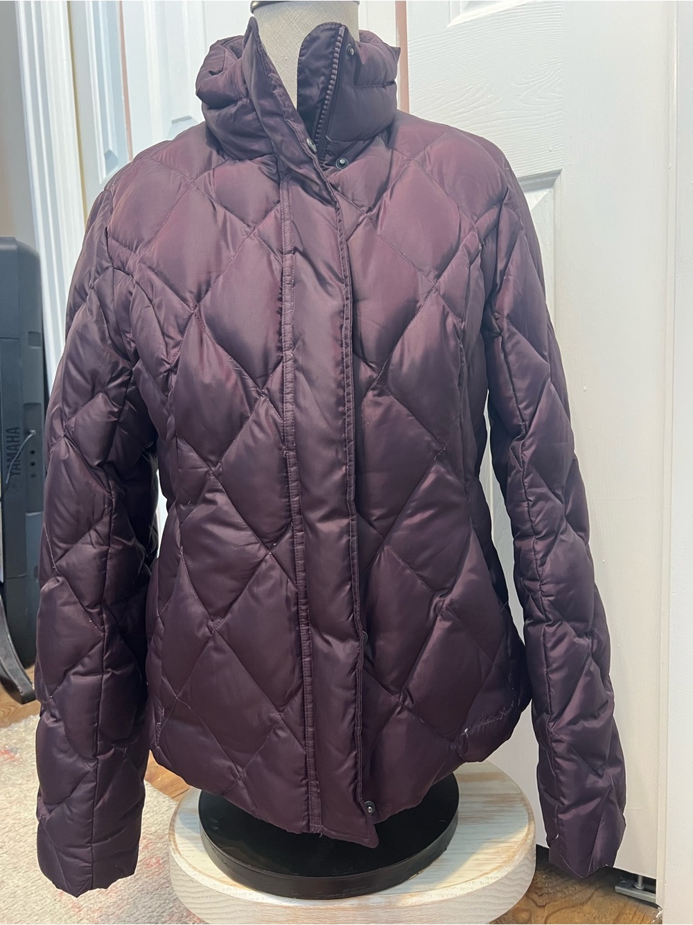 Eddie Bauer Diamond-Quilted Puffer Jacket in Plum